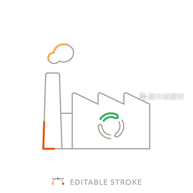 Eco Factory多色线条图标与可编辑的Stroke
